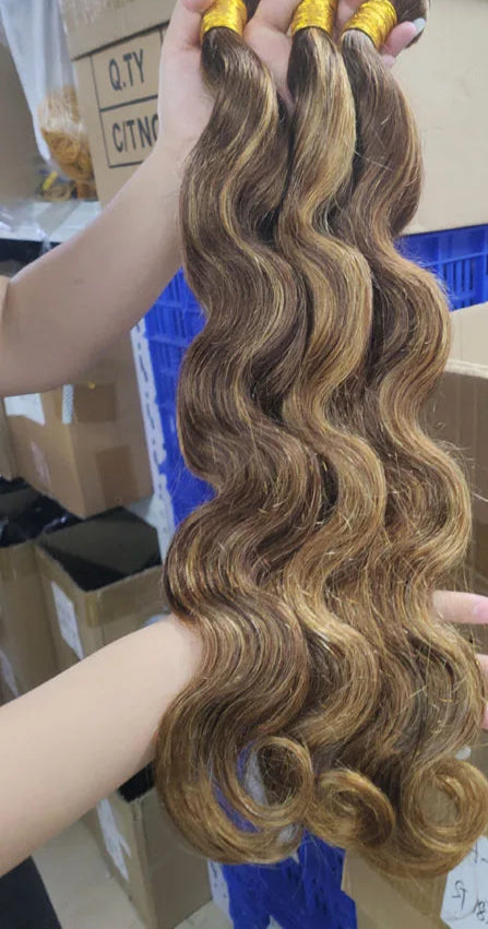 Highlight Colored Human Hair Bundles - 100% Human Hair, Dye-Friendly & Customizable
