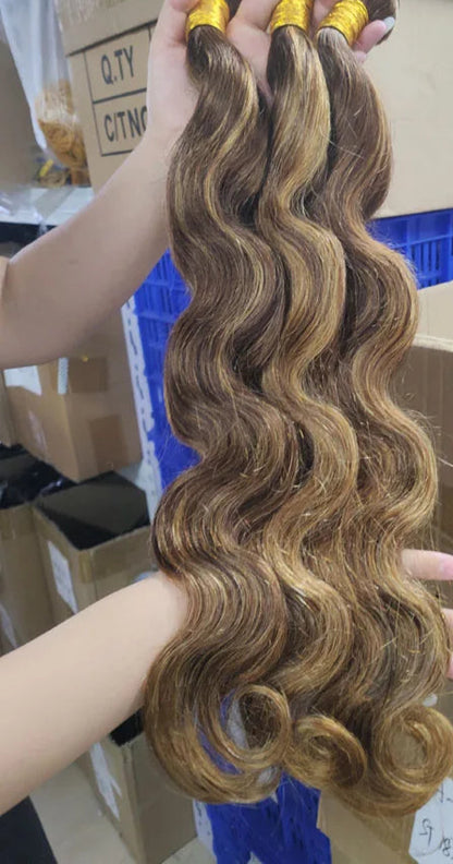 Highlight Colored Human Hair Bundles - 100% Human Hair, Dye-Friendly & Customizable