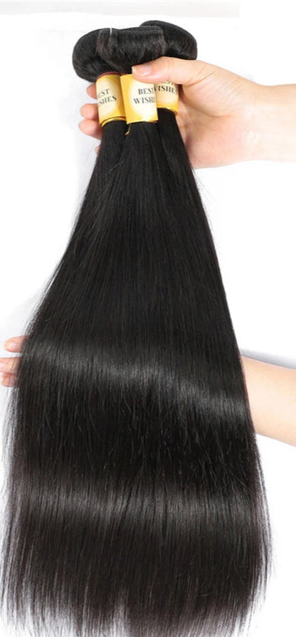 Premium 100% Straight Human Hair Bundles – Unprocessed Natural Hair Extensions (10-40 Inch)