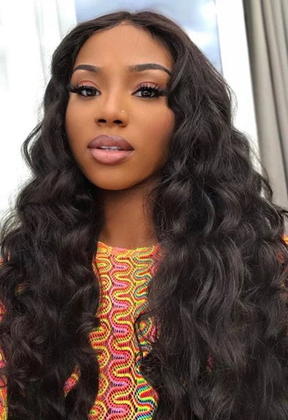 Natural Brown Ombre Loose Wave Synthetic Wig – Medium Long Heat-Resistant Daily Use Wig