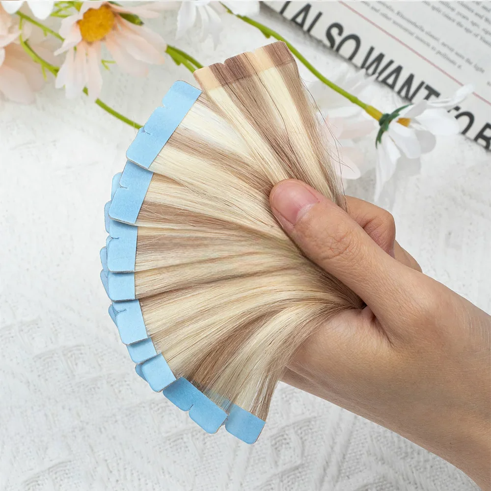 Mini Tape Hair Extensions – 100% Natural Human Hair, Straight  Adhesive Extensions for Seamless Volume