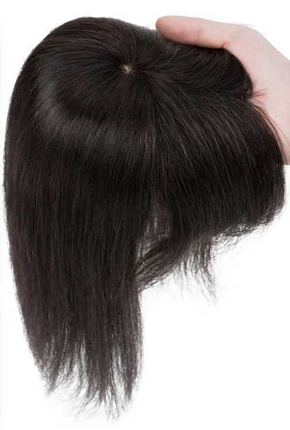 Lace Base Human Hair Toppers with Bangs – 10x12cm, Straight Texture, Natural Hairline