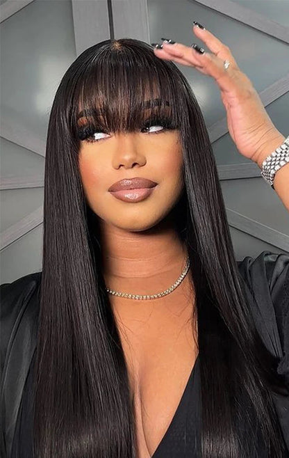 Premium Straight Human Hair Extensions - 10pcs Set, Dyeable & Restylable