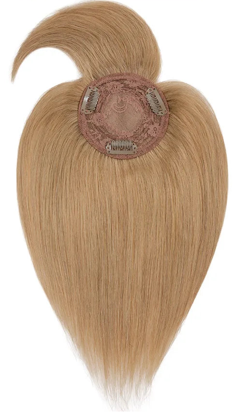 Premium Human Hair Topper with Bangs – 100% Real Hair, Straight, Natural Hairline