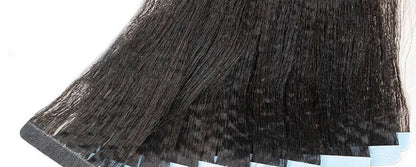 Light Yaki Straight Tape-In Human Hair Extensions | 100% Hair, Reusable, Seamless