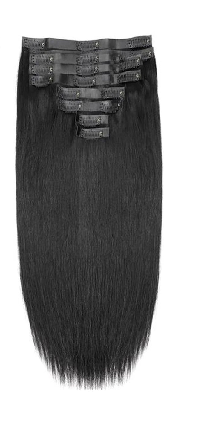 Silky Straight Clip-In Hair Extensions - Pure Color, Perm & Dye Ready, 10pcs/Set