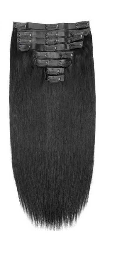 Silky Straight Clip-In Hair Extensions - Pure Color, Perm & Dye Ready, 10pcs/Set