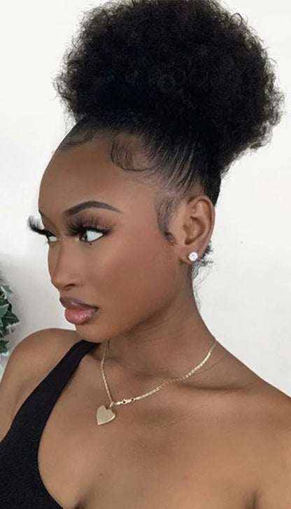 Curly Chignon Hair Bun – Rubber Band Attachment, 4-8 Inch Length, Permable & Dyeable, Pure Color