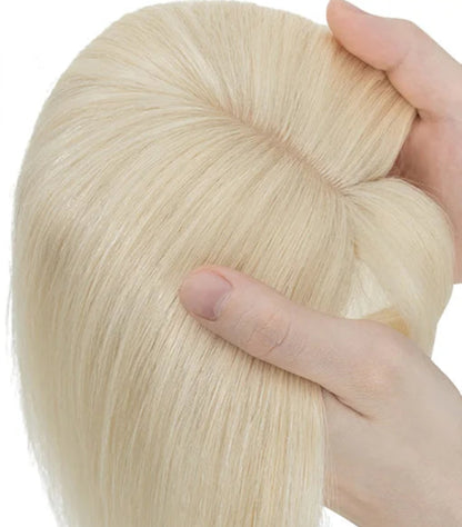 100% Real Human Hair Topper with Bangs – Natural Look, Tangle-Free, Multiple Colors & Sizes