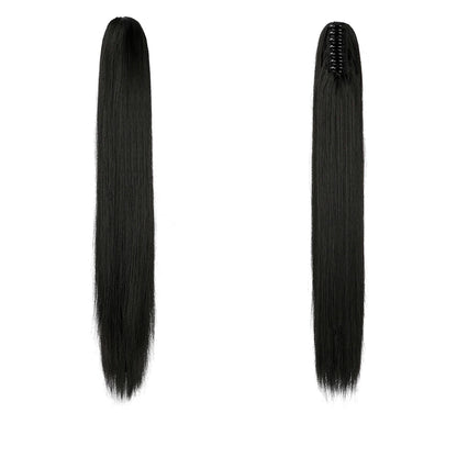 Kinky Straight Clip-In Hair Extension – High-Temperature Fiber, Pure Color, 140g