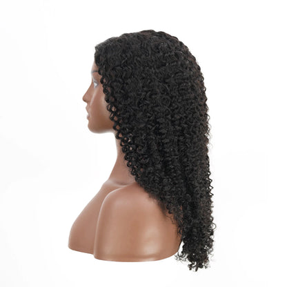 V/U Part Jerry Curl Human Hair Wig – No Glue, Natural Hairline, Pre-Plucked with Baby Hair