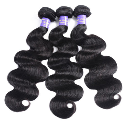 Premium Body Wave Human Hair Bundles – 3/4 Bundles, Natural Black, No Shedding, Can Be Dyed and Bleached