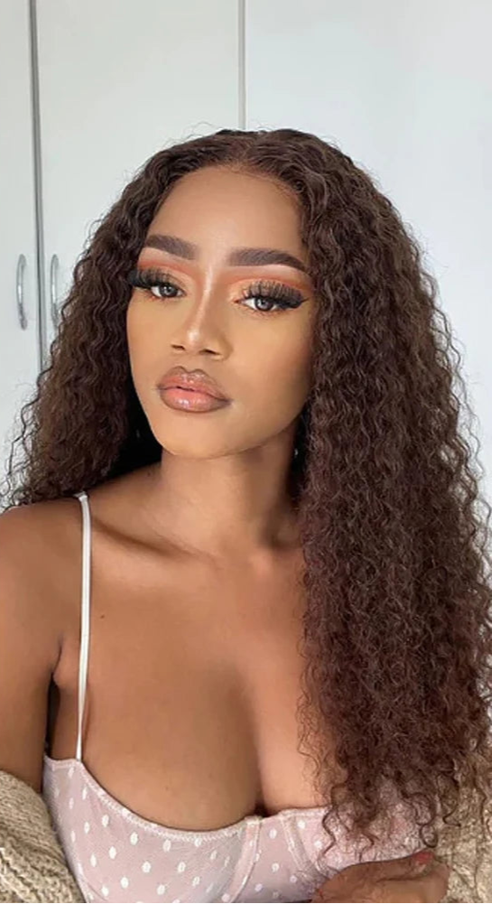 Curly T-Part Glueless Synthetic Lace Wig – Natural Light Brown Lace for Daily Use