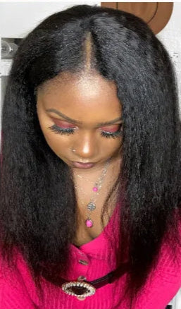 18-24 Inch Kinky Straight Hair Wig – Natural Texture & Dye-Friendly Versatility