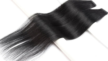 Luxury Tape In Hair Extensions – 100% Real Human Hair, Straight Texture, Black/Brown/Blonde, 16"-24", Thick & Seamless for Volume and Length