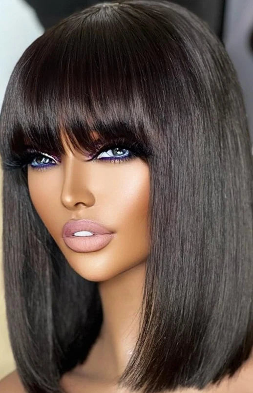 Long Straight Human Hair Wig – Swiss Lace, Transparent Lace, Customizable Length and Color