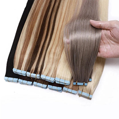 VeSunny 100% Real Human Hair Tape-In Extensions | 12-24 Inch, Silky Straight, Volume & Length