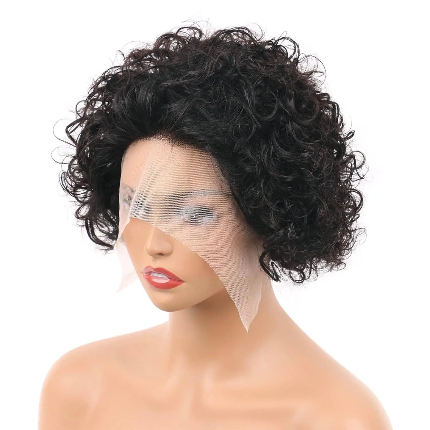 Short Curly Lace Front Wig – 13x4 Pixie Cut Human Hair Wig with Natural Hairline