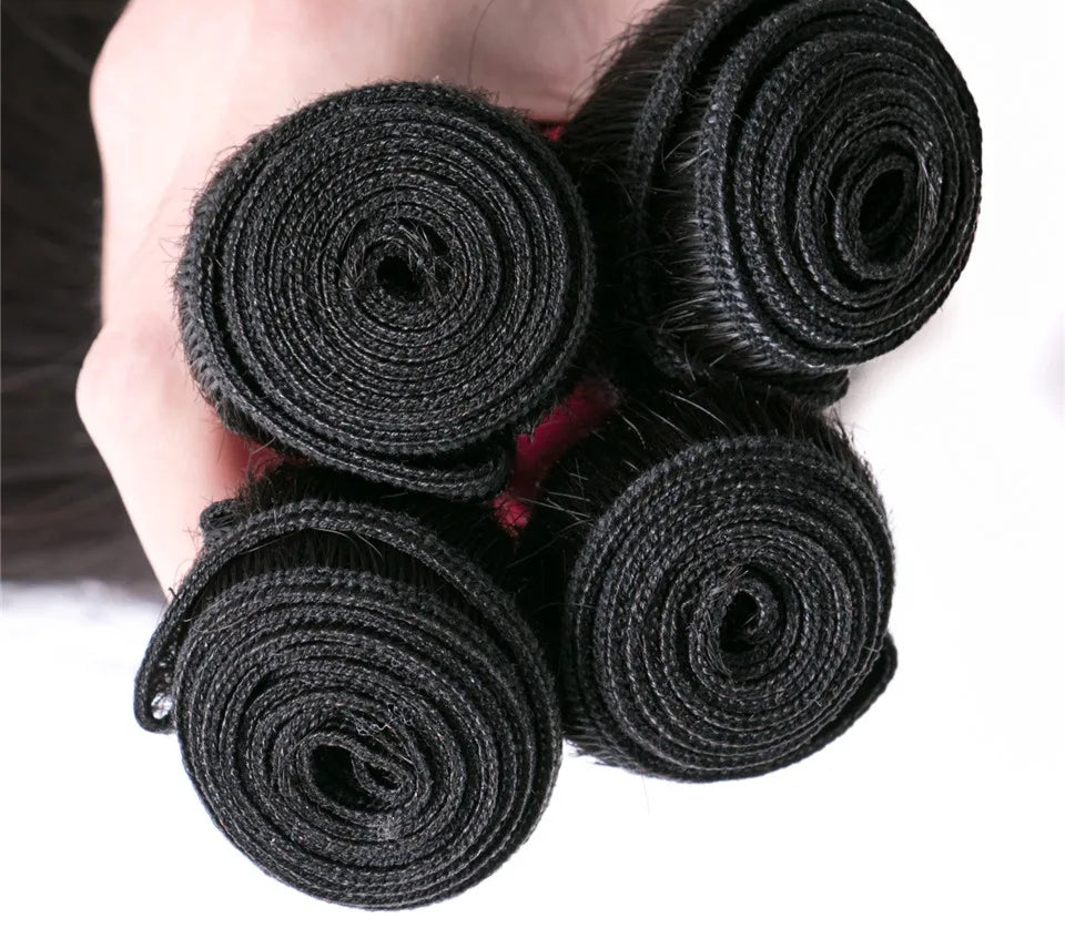 Luduna 100% Virgin Straight Human Hair Bundles – Extensions (1/3/4 Bundle Deals)