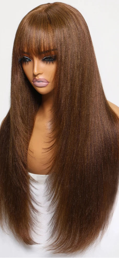 Premium Yaki Straight Lace Closure Wig – 18-24 Inch, Transparent Lace, Swiss Lace Base