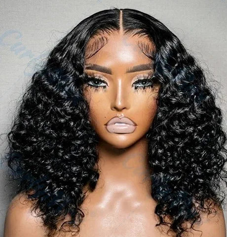 Deep Wave Lace Front Wig – 100% Human Hair, Pre-Plucked, 13x4/13x6 Lace Frontal, 10-14 Inch, Transparent Lace