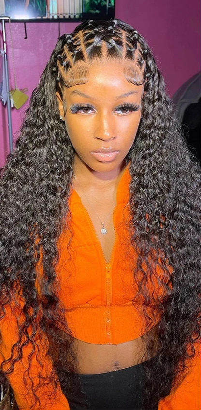 26-Inch Water Wave HD Lace Front Wig – Hair, 13x6 & 13x4 Options, Pre-Plucked Hairline