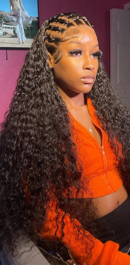 26-Inch Water Wave HD Lace Front Wig – Hair, 13x6 & 13x4 Options, Pre-Plucked Hairline