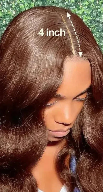 Enivuoso Chocolate Brown Body Wave Lace Front Wig – 13x4 HD Glueless Synthetic Wig with Baby Hair for Women