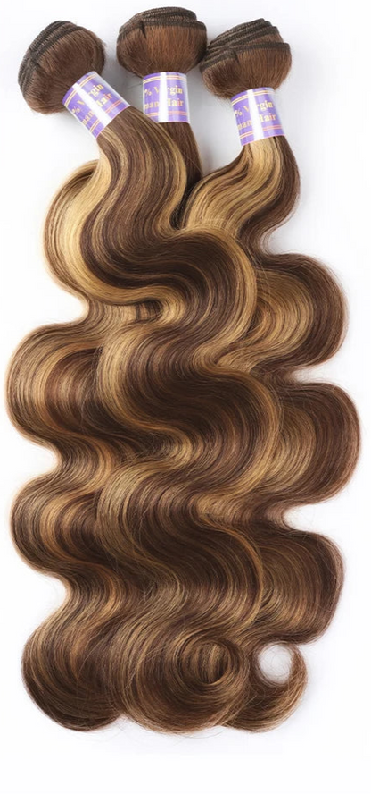 Blonde Body Wave Hair Bundles with Closure – 100% Human Hair Extensions, Ombre Color, 8-32 Inches