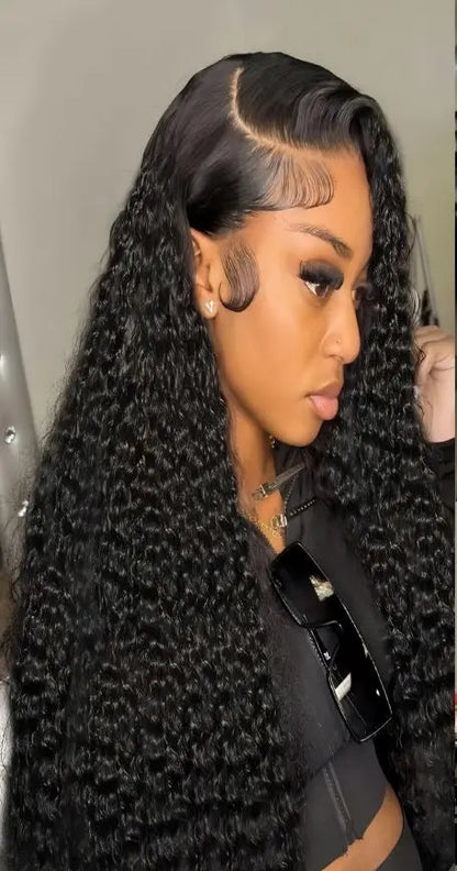 26+ Inch Deep Wave Hair Lace Front Wig – Transparent Swiss Lace, Dye-Friendly, Natural Glam