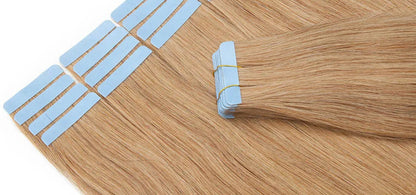 Luxury Tape In Hair Extensions – 100% Real Human Hair, Straight Texture, Black/Brown/Blonde, 16"-24", Thick & Seamless for Volume and Length