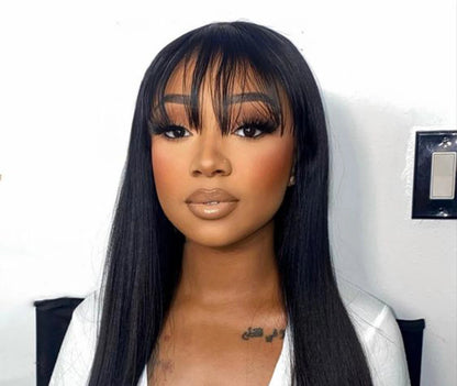 Premium Straight Human Hair Extensions - 10pcs Set, Dyeable & Restylable