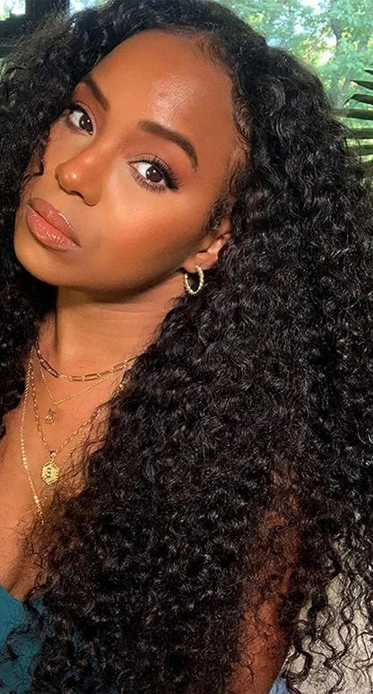 Deep Wave Human Hair Wig – Natural Black, Pre-Plucked Hairline, 8-34 Inches, 150%-250% Density