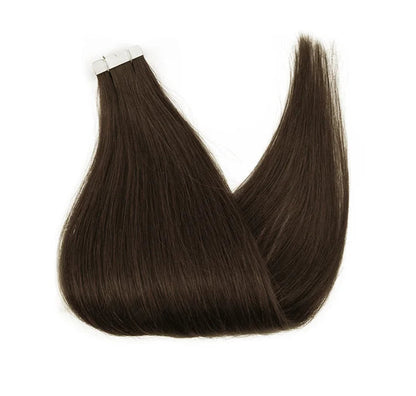 ZURIA Mini Tape-In Hair Extensions - 100% Human Hair, 12-24 Inch, 16 Pcs Straight Silky Extensions