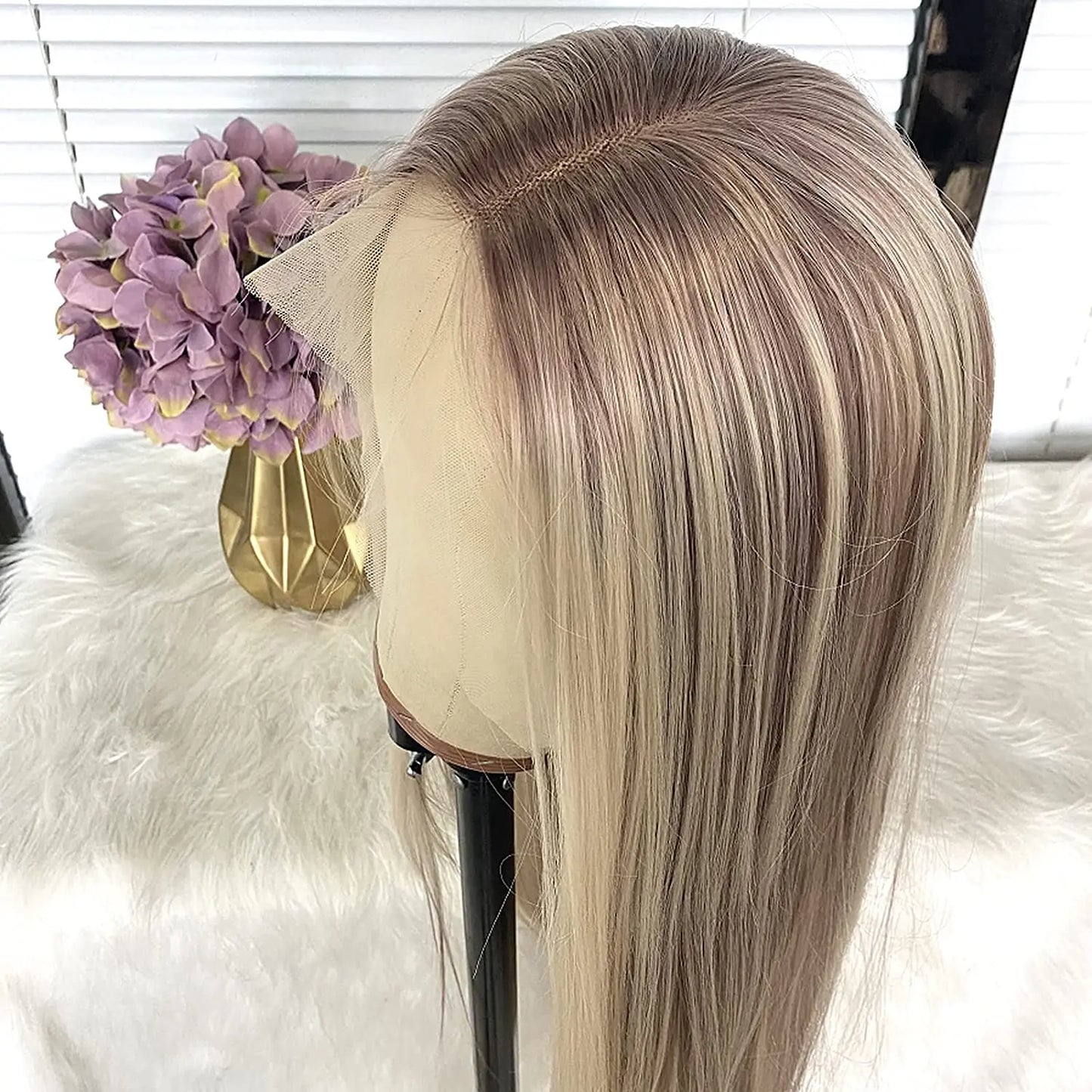 Curly T-Part Glueless Synthetic Lace Wig for Women – Natural Light Brown Lace, Comfortable & Affordable