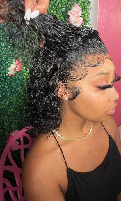 Short Curly Hair Wig – 4-16 Inches, Transparent Lace, 13x6 & 5x5 Frontal Options