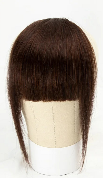Isheeny 100% Natural Human Hair Clip-In Blunt Cut Bangs – Lightweight Fringe Extensions