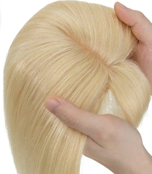 100% Real Human Hair Topper with Bangs – Natural Look, Tangle-Free, Multiple Colors & Sizes