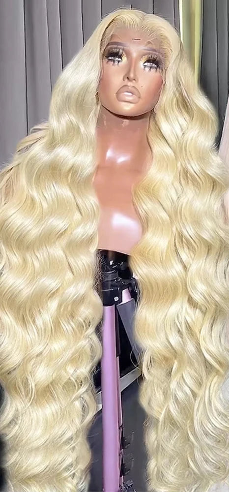 Le Mythe 613 Blonde Body Wave HD Lace Frontal Wig – Pre-Plucked, 26+ Inch, 100% Human Hair