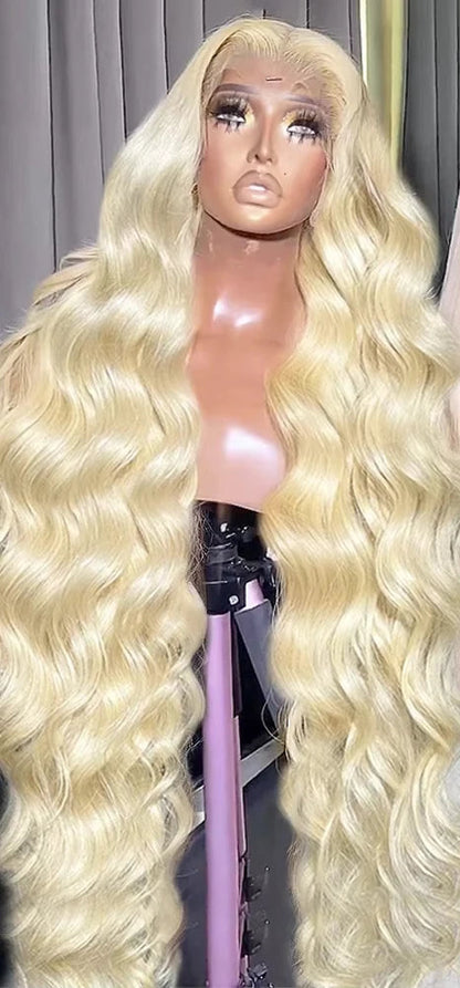 Le Mythe 613 Blonde Body Wave HD Lace Frontal Wig – Pre-Plucked, 26+ Inch, 100% Human Hair