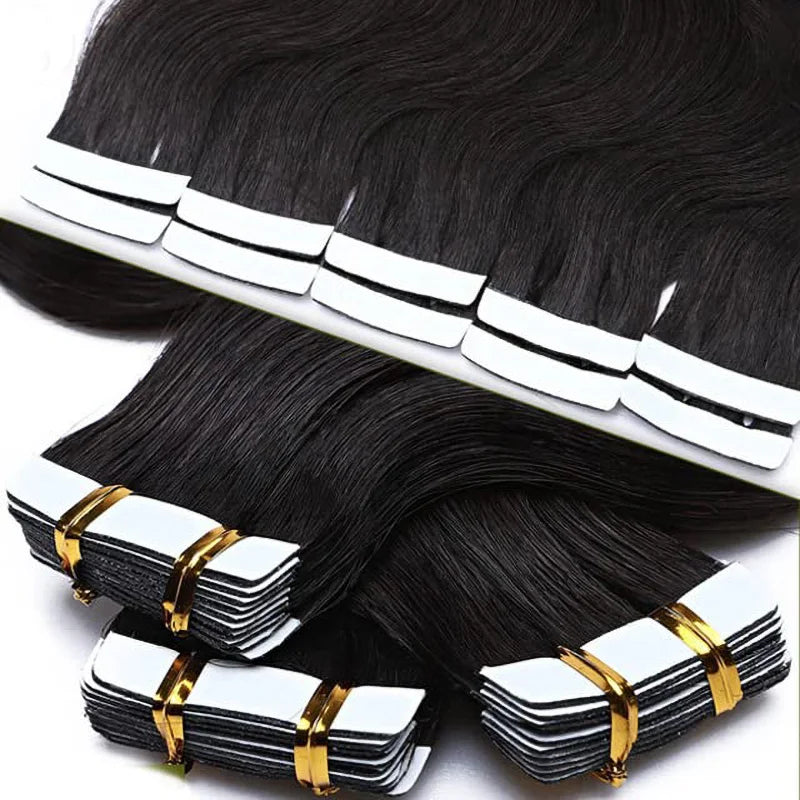 Virgin Body Wave Tape-In Human Hair Extensions | 100% Real Virgin Hair | Soft, Natural Look | Reusable & Long-Lasting