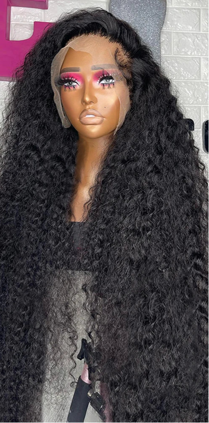 Deep Wave HD Lace Frontal Wig – 13x6 Lace Front, 100% Human Hair, 26-40 Inch, Pre-Plucked Hairline, 150%-250% Density
