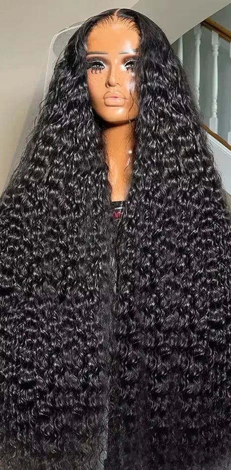 Long Deep Wave Burmese Hair Wig – 100% Remy Human Hair, Glueless Transparent Lace, 26-36 Inches, 200% Density