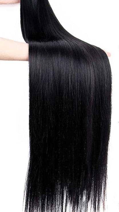 Younsolo Straight Virgin Hair Bundles – Human Hair Extensions, Natural Black, 8''-30''