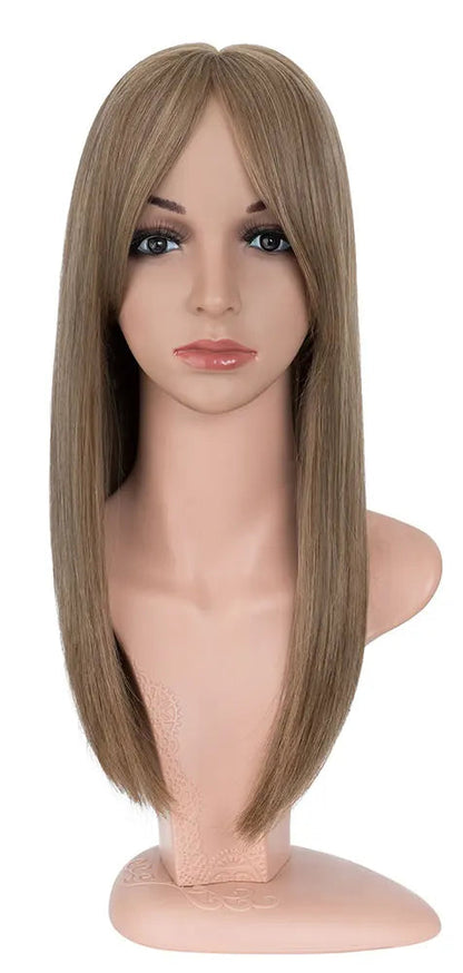 18-inch Synthetic Hair Topper – Soft Straight with 6x6 Lace Base & 4 Anti-Slip Clips for Instant Volume