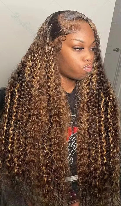 Long Deep Wave Lace Front Wig – 100% Human Hair, Glueless, Transparent Swiss Lace, 26+ Inches