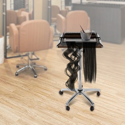 Adjustable Salon Trolley with Removable Tray for Hair Extensions & Styling Tools | High-Quality Rolling Cart