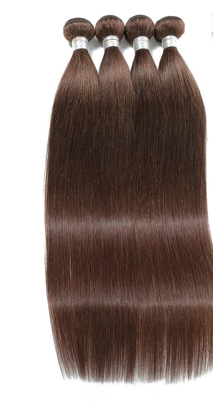 Brown Straight Hair Bundles with HD Lace Closure – Virgin Human Hair