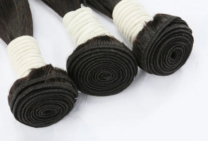 Premium Straight Human Hair Weave - Machine Double Weft, Permed, No Chemical Processing, Suitable for Darker Dyes