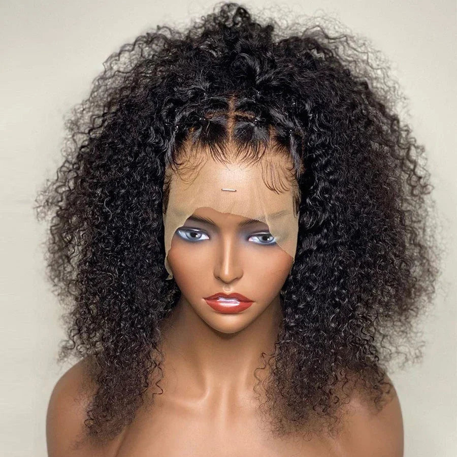 Curly T-Part Glueless Synthetic Lace Wig – Natural Light Brown Lace for Daily Use